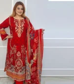 Red Color Vivek Inspired Cotton Dress