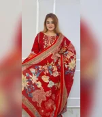 Red Color Vivek Inspired Cotton Dress - Image 2